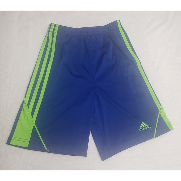 Adidas Boys Size 7 Active Shorts – Blue & Neon Green | Stretchy, Sporty - Picture 1 of 9